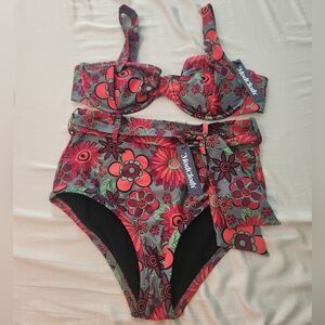 Modcloth bikini, sz XL, retro floral print